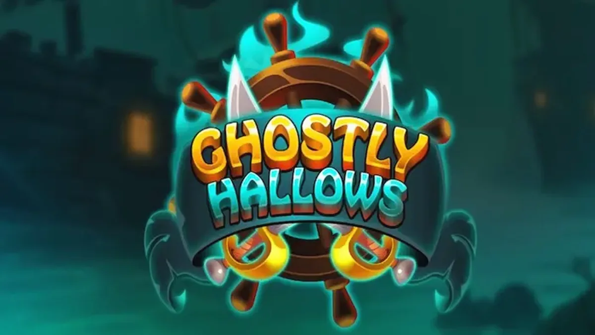 Ghostly Hallows slot game screen with ghostly pirate ship theme
