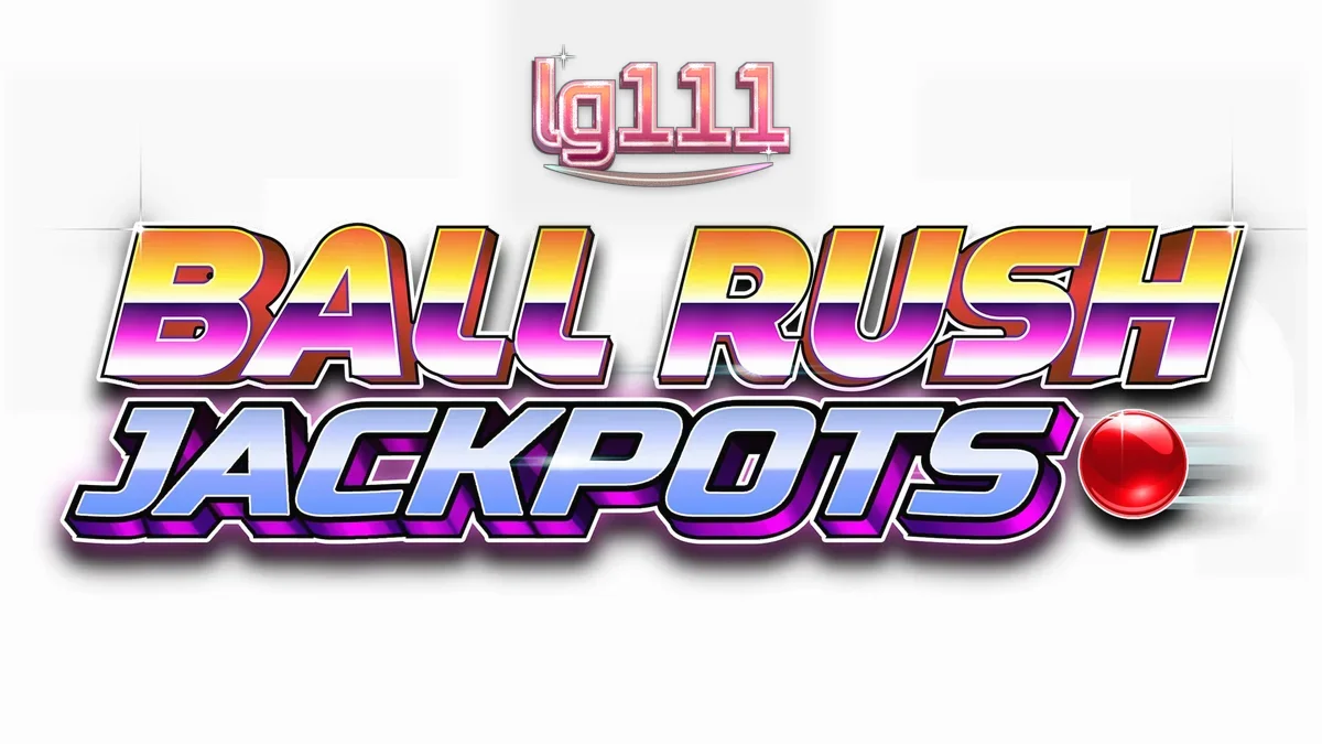 Tampilan layar permainan kasino Ball Rush Jackpots dengan papan pasak berwarna cerah.